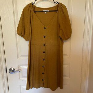 Madewell Texture & Thread Puff Sleeve Dress - Yellow